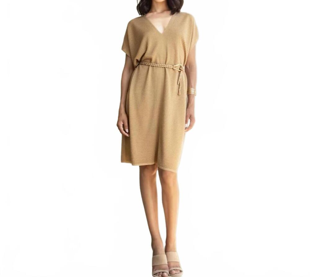 NEW AGGEL KNITWEAR the daphne tunic dress in tan